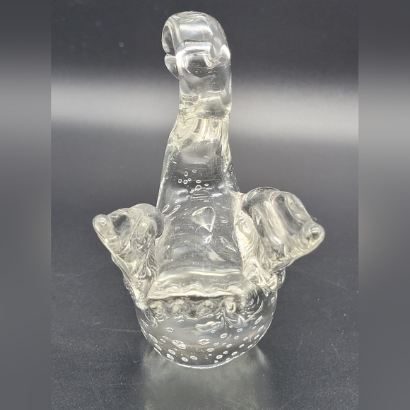 Clear Art Glass Swan With Bulicante - Picture 4 of 9
